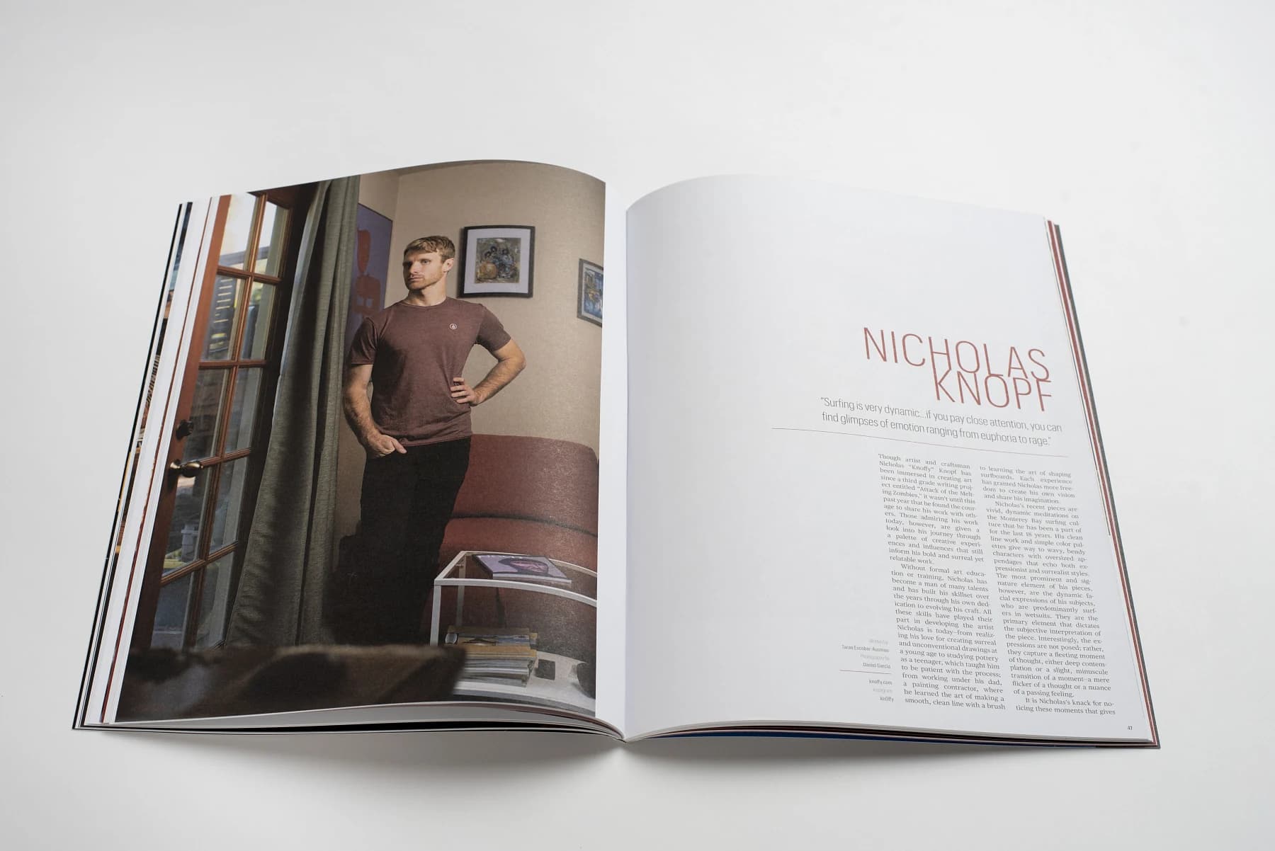 Content Magazine artist profile spread featuring Nicholas Knopf